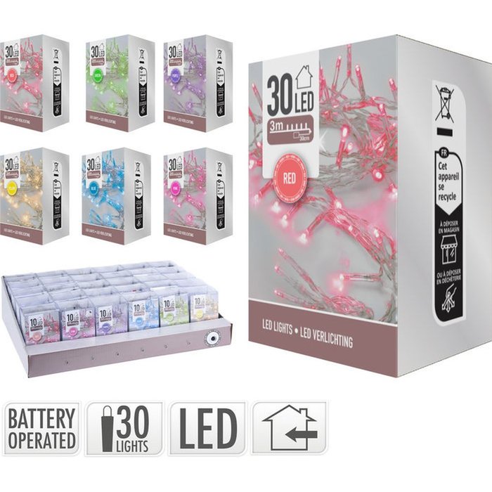 EXPOSITOR 24 GUIRNALDA LED 3,30M PILAS COLORES SURTIDOS | KOOPMAN | 1 UNIDAD | 8719202600230
