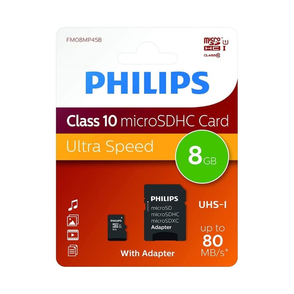 Tarjeta microSDHC 8GB Clase 10 U1 + Adaptador