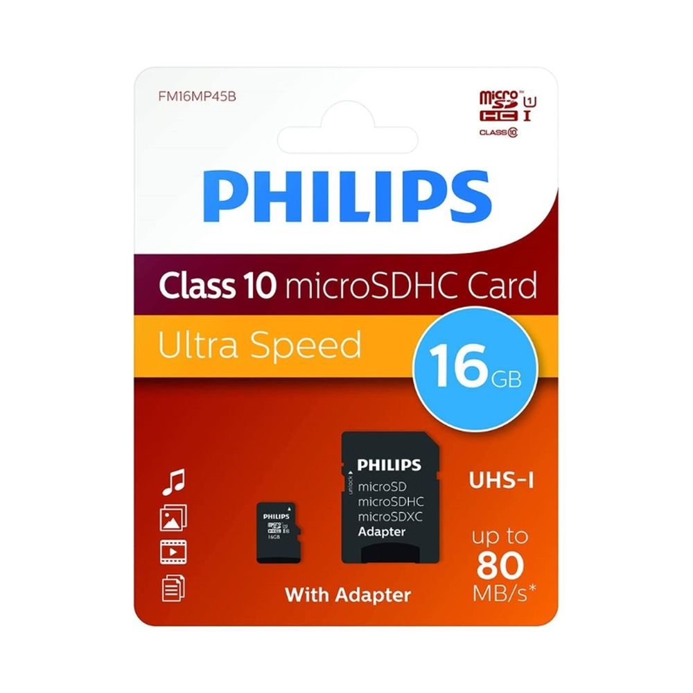 Tarjeta microSDHC 16GB Clase 10 U1 + adaptador