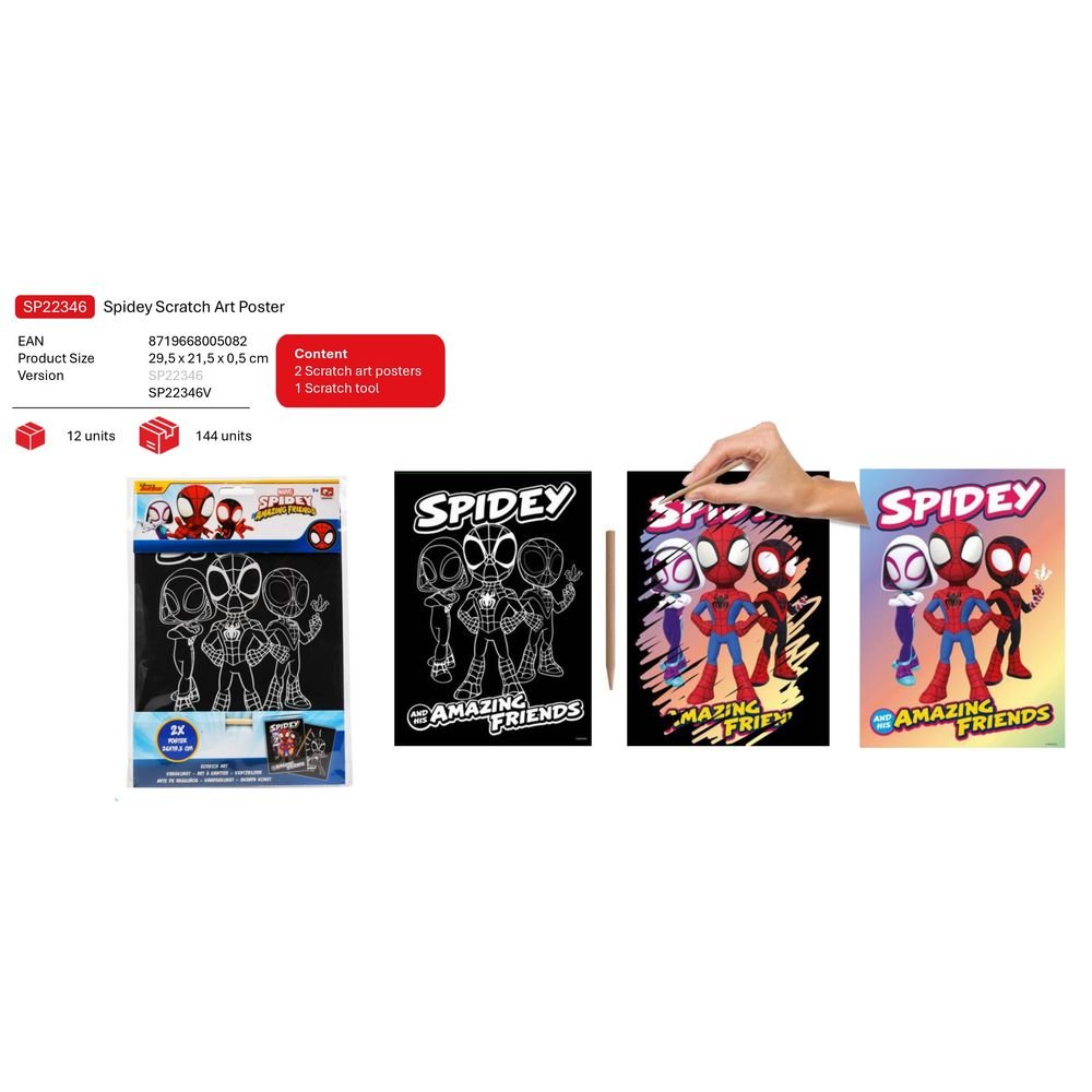 Set 2 Láminas Rasca y Descubre Scratch Spidy NEW IMPORT SL