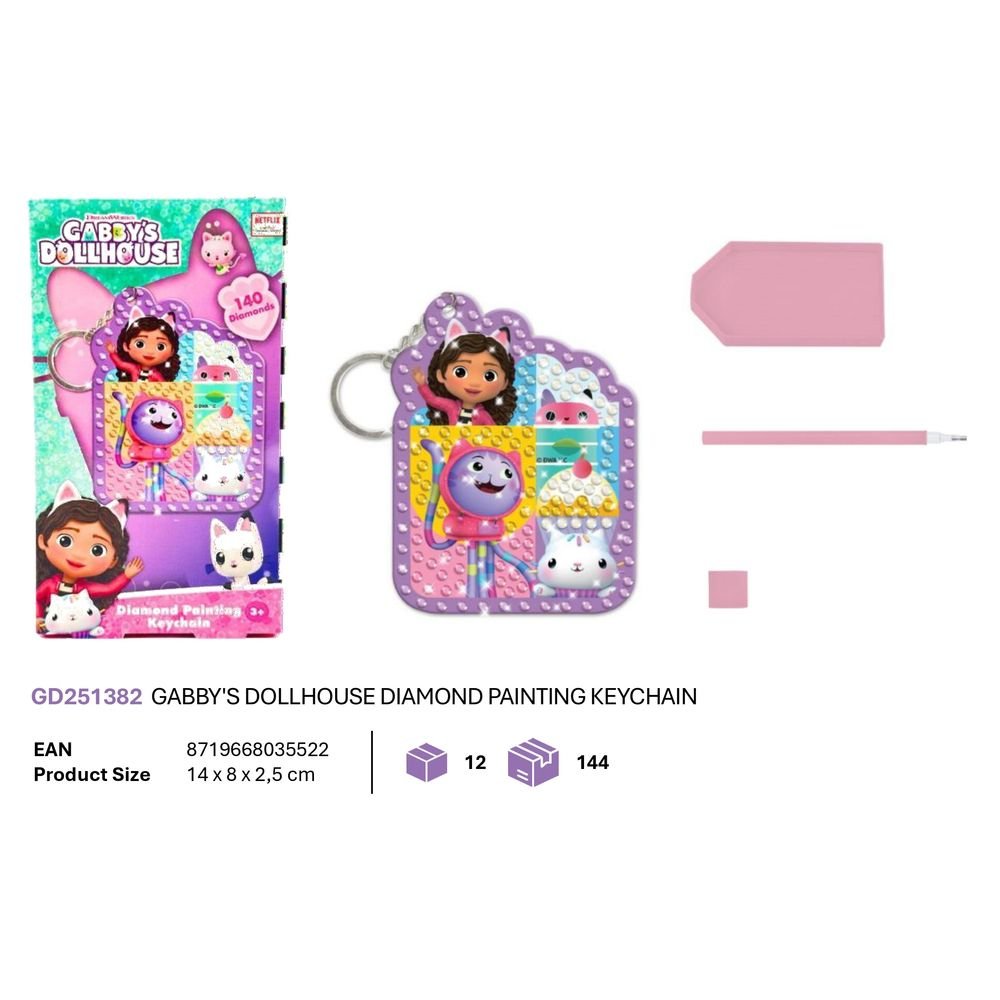 Set Pinta con 140 Diamantes Llavero Gabby Dollhouse