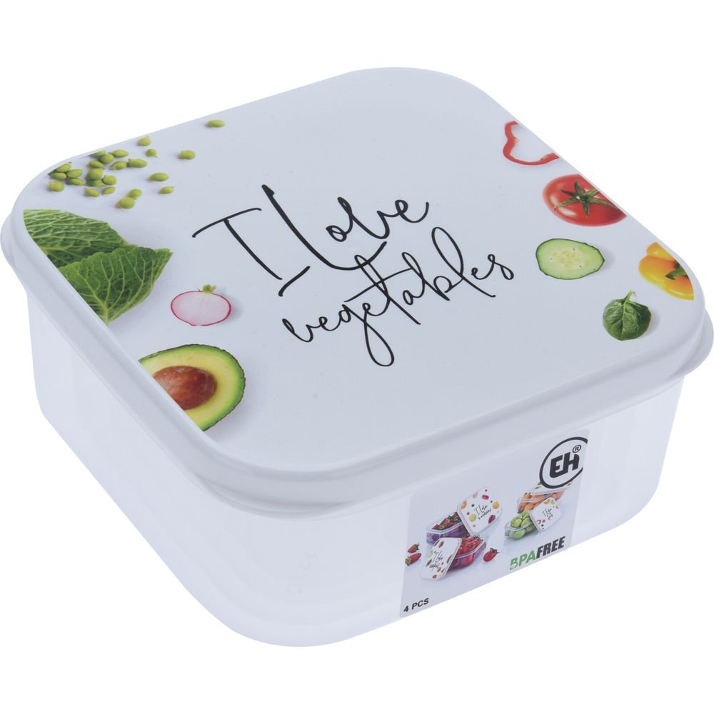 Set 4 Fiambreras Plástico Frases y Frutas Koopman Imagen principal del producto