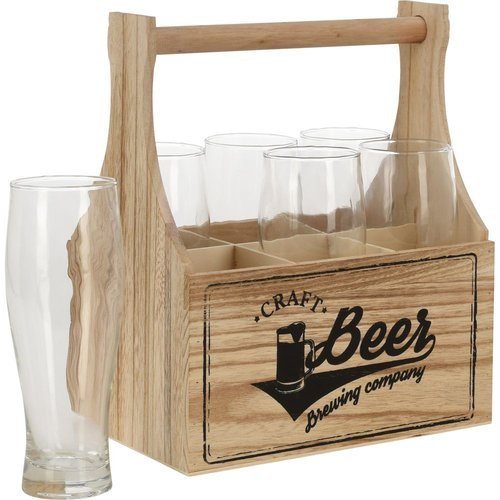 CAJA PORTABOTELLAS 24X27CM CON 6 VASOS | KOOPMAN | 1 UNIDAD | 8719987947902 Imagen principal del producto