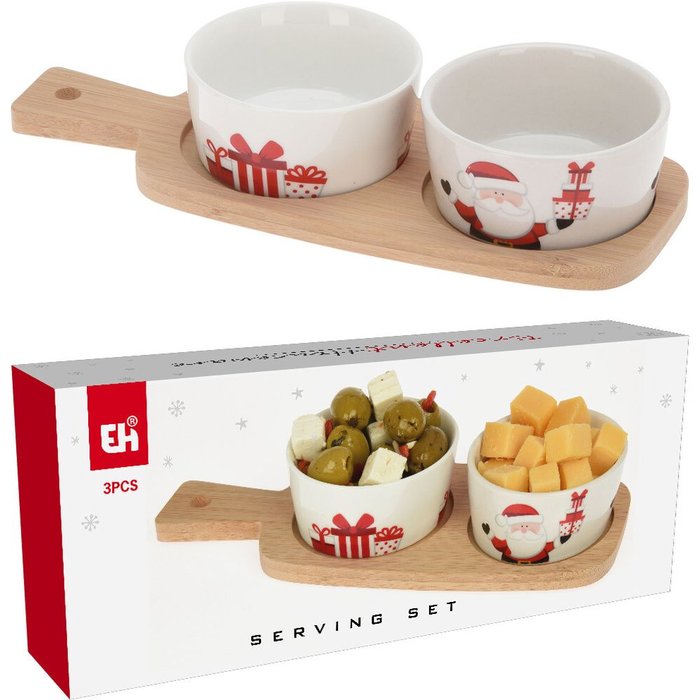 SET TABLA CON 2 BOLS PORCELANA BAMBU | KOOPMAN CHRISTMAS | 1 UNIDAD | 8720573039888 Imagen principal del producto