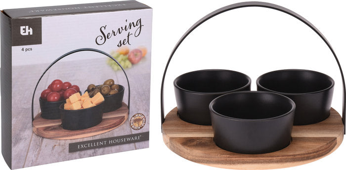 SET TABLA CON 3 BOLS APERITIVOS | KOOPMAN | 1 UNIDAD | 8720573202091