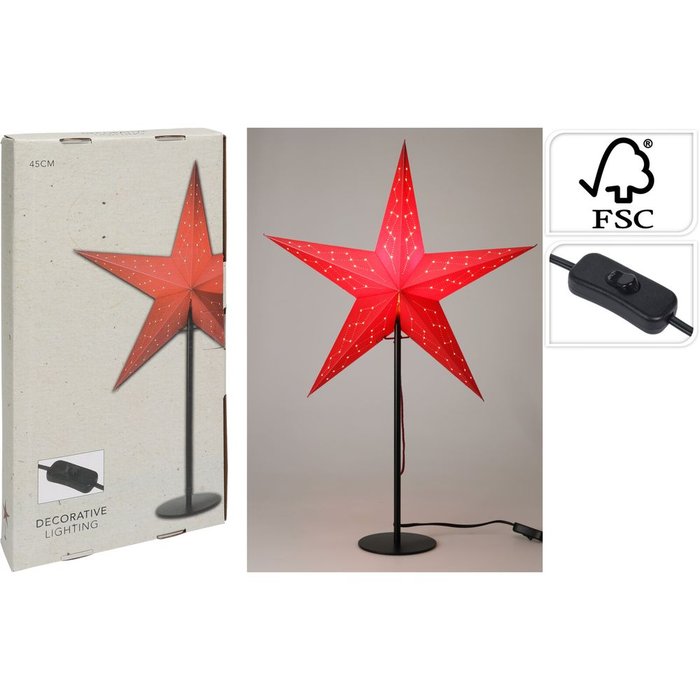 LAMPARA DE MESA ESTRELLA ROJA | KOOPMAN | 1 UNIDAD | 8720573740357