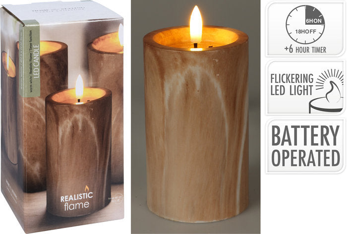 VELA LED EFECTO MADERA 75X75X125MM | KOOPMAN | 1 UNIDAD | 8720573771467 Imagen principal del producto
