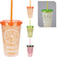 Vaso con Tapa y Pajita Fruta Surtidos Koopman