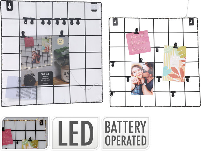 DECORACION DE PARED CON PINZAS PARA FOTOS Y NOTAS Y LUZ LED | KOOPMAN | 1 UNIDAD | 8720573962995