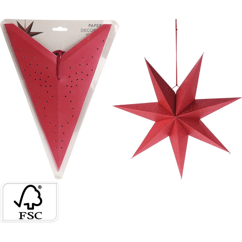 ESTRELLA DE PAPEL ROJA 60CM | KOOPMAN CHRISTMAS | 1 UNIDAD | 8721037076227 Imagen principal del producto