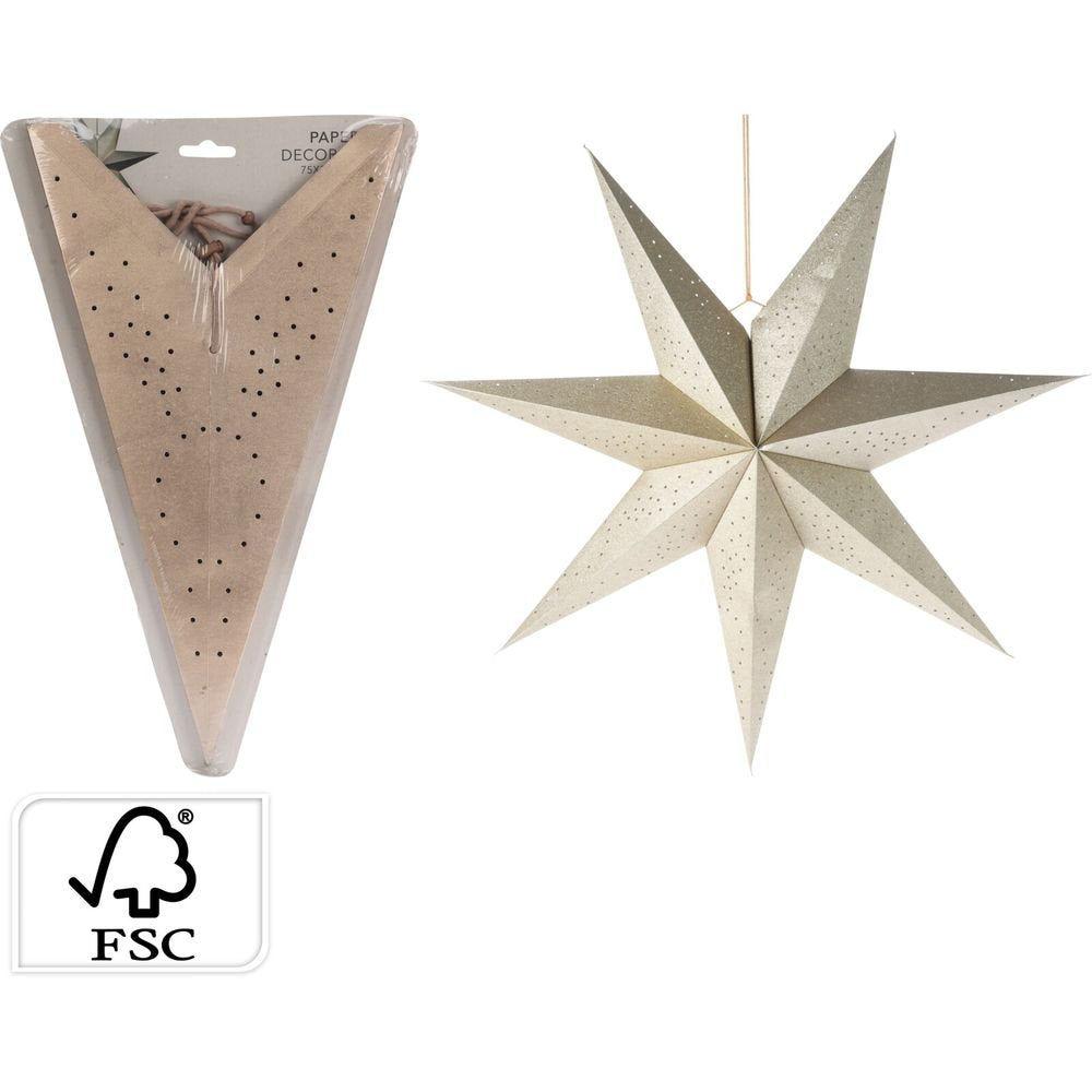 ESTRELLA DE PAPEL CHAMPAGNE DORADO 75CM | KOOPMAN CHRISTMAS | 1 UNIDAD | 8721037078443 Imagen principal del producto