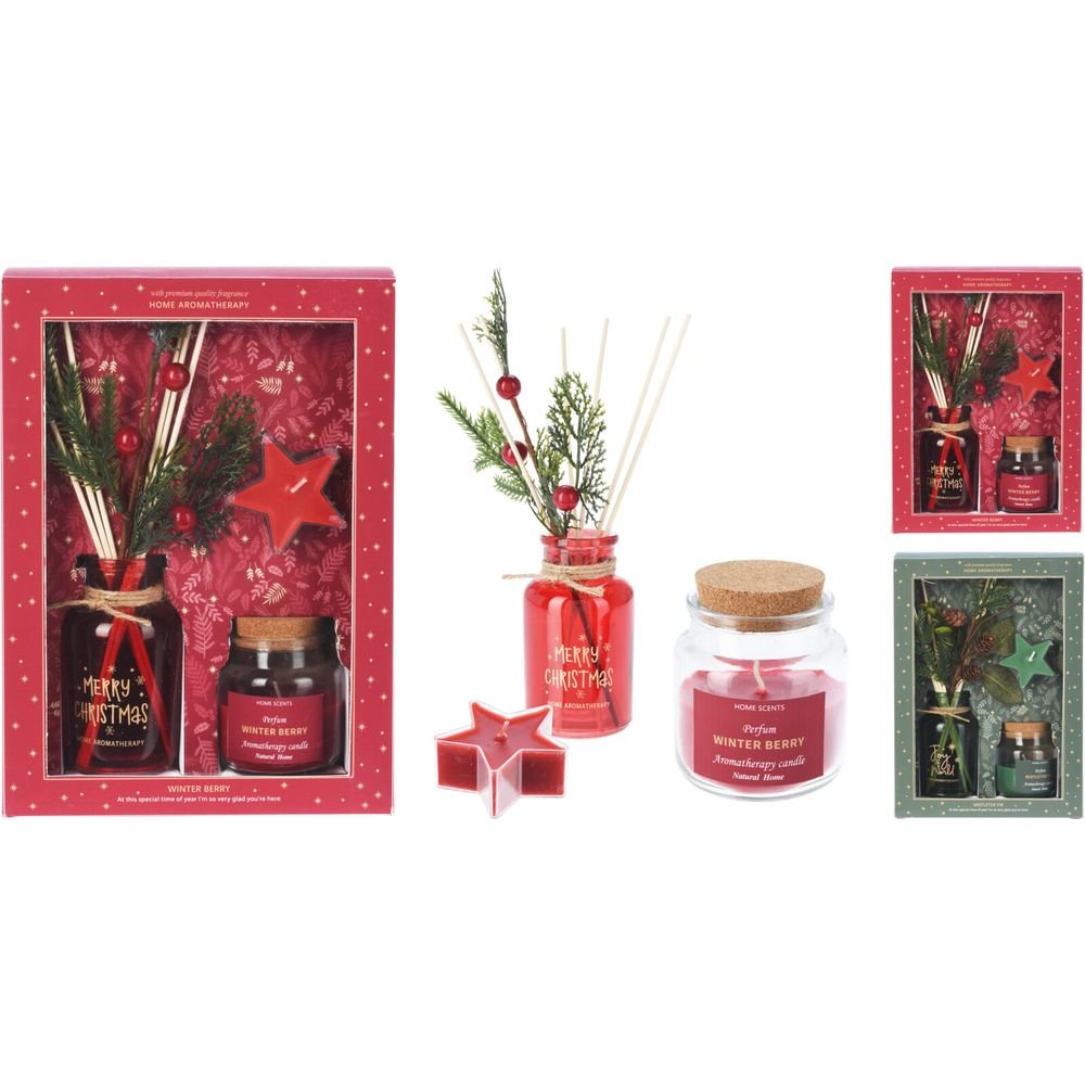 SET MIKADO FRAGANCIA Y VELA MERRY CHRISTMAS SURTIDOS | KOOPMAN CHRISTMAS | 1 UNIDAD | 8721037125321 Imagen principal del producto