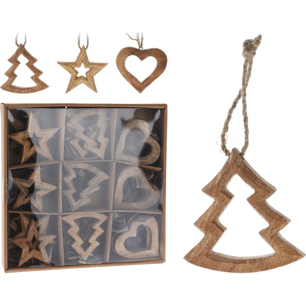 EXPOSITOR 36 ADORNOS COLGANTE MADERA 10CM 3 SURTIDOS | KOOPMAN CHRISTMAS | ENVASE 36 UDS. UNIDAD | 8721037128674 Imagen principal del producto