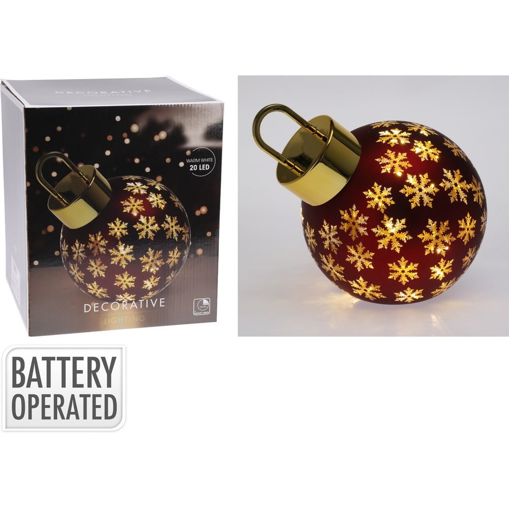 Bola Navidad con LED 20cm Rojo Mate | Koopman