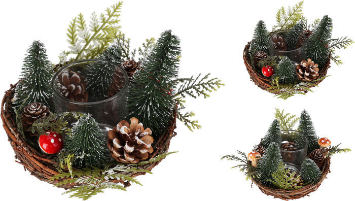 CENTRO MESA DECORATIVO NAVIDEÑO SOPORTE VELA 15 CM | KOOPMAN CHRISTMAS | 1 UNIDAD | 8721037248082 Imagen principal del producto
