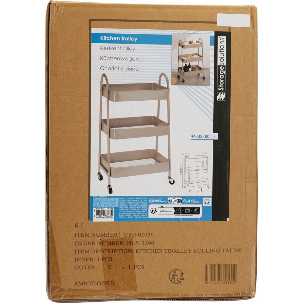 Carrito de estantes beige Koopman 3 capas