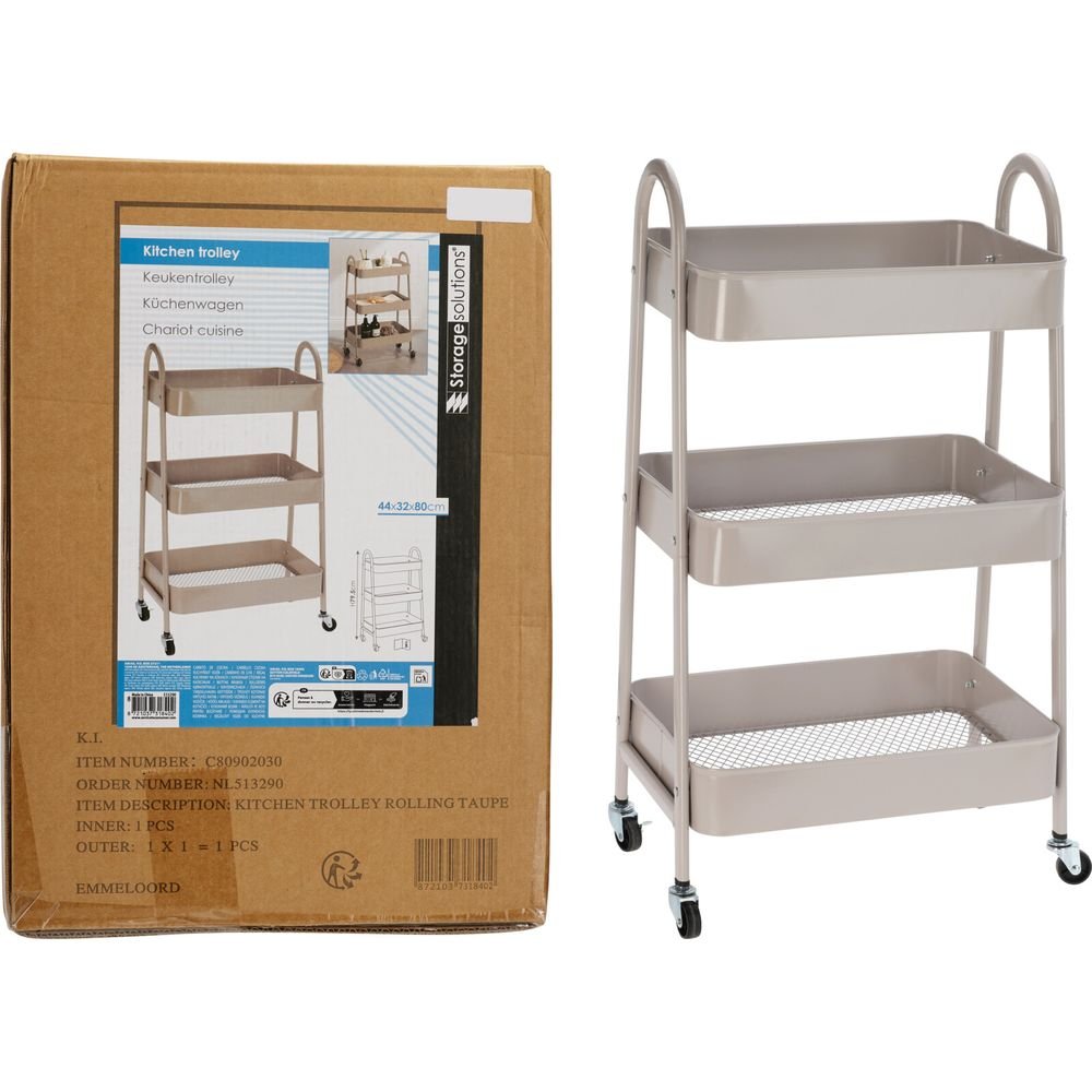 Carrito de estantes beige Koopman 3 capas