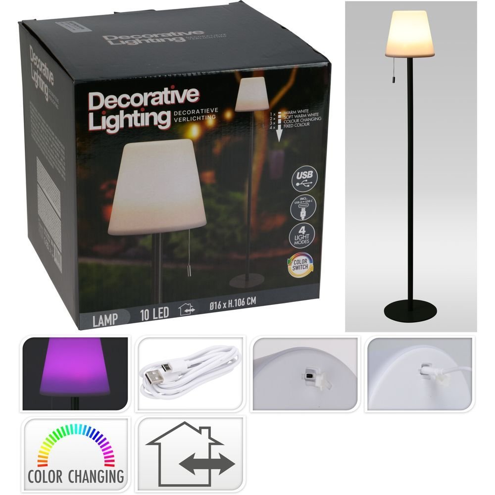 Lámpara de pie cambio de color USB Koopman