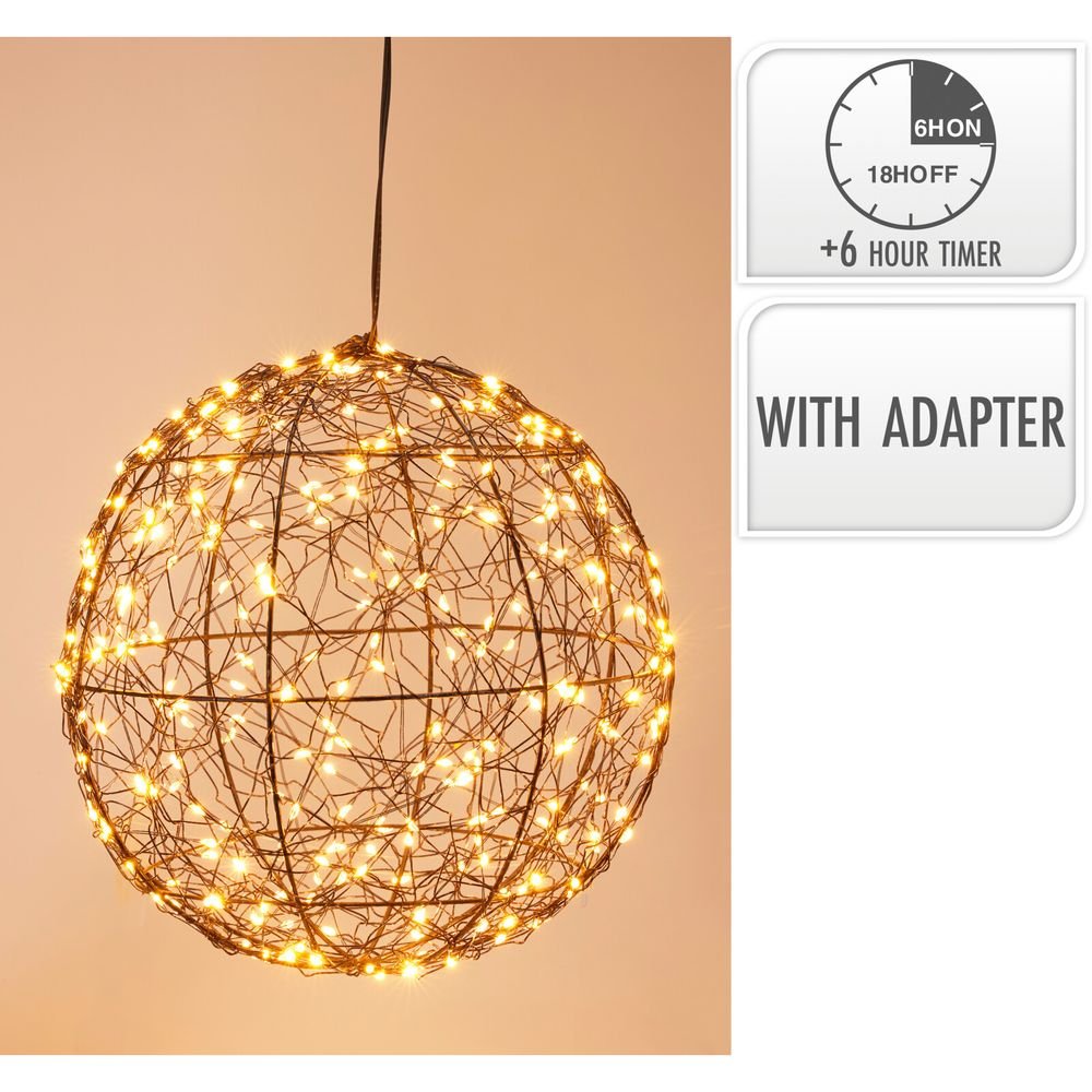 Lámpara Techo Bola LED Metal Negro 25 cm Koopman Christmas