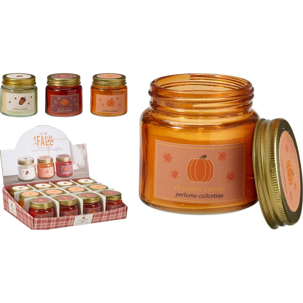 EXPOSITOR 12 VELAS AROMATICAS 6X6CM PUMPKIN | KOOPMAN | ENVASE 12 UDS. UNIDAD | 8721037580793