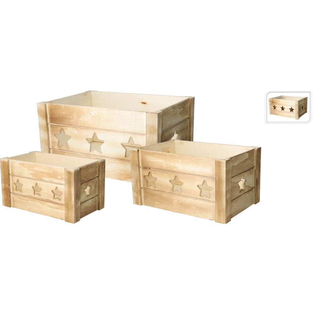 SET DE 3 CAJAS ESTRELLA MADERA | KOOPMAN | 1 UNIDAD | 8721037583039 Imagen principal del producto