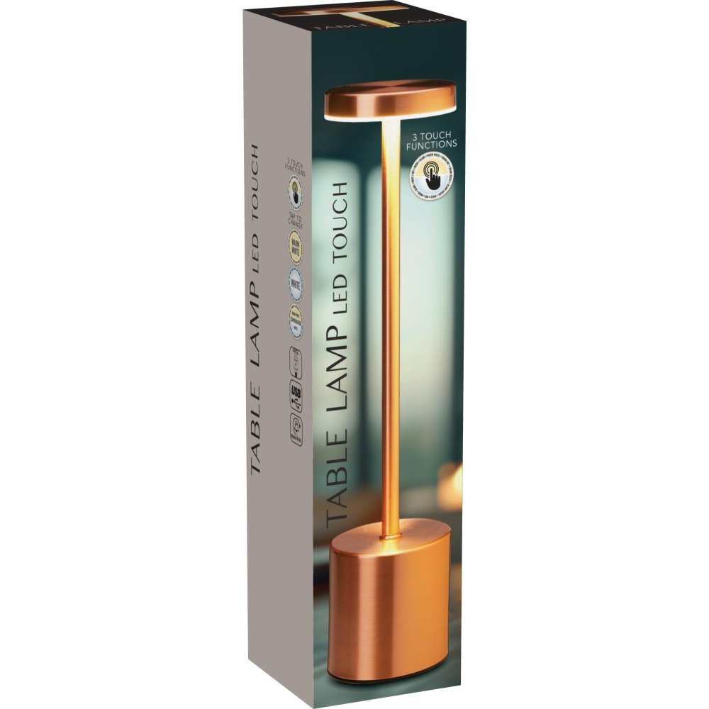 Lámpara de mesa Koopman 34 cm cobre LED regulable