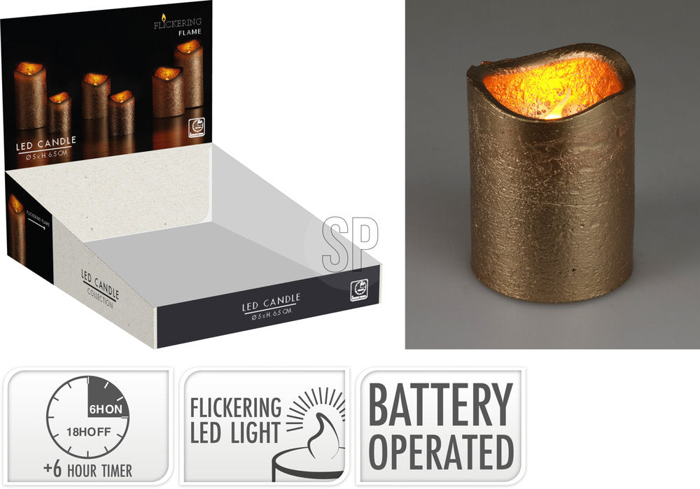 EXPOSITOR 12 VELAS LED DORADAS TIMER 50X65MM | KOOPMAN CHRISTMAS | ENVASE 12 UDS. UNIDAD | 8721037610230 Imagen principal del producto