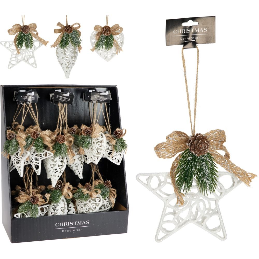Expositor 24 Adornos Lazo 15 cm Blanco Surtidos Koopman Christmas Imagen principal del producto