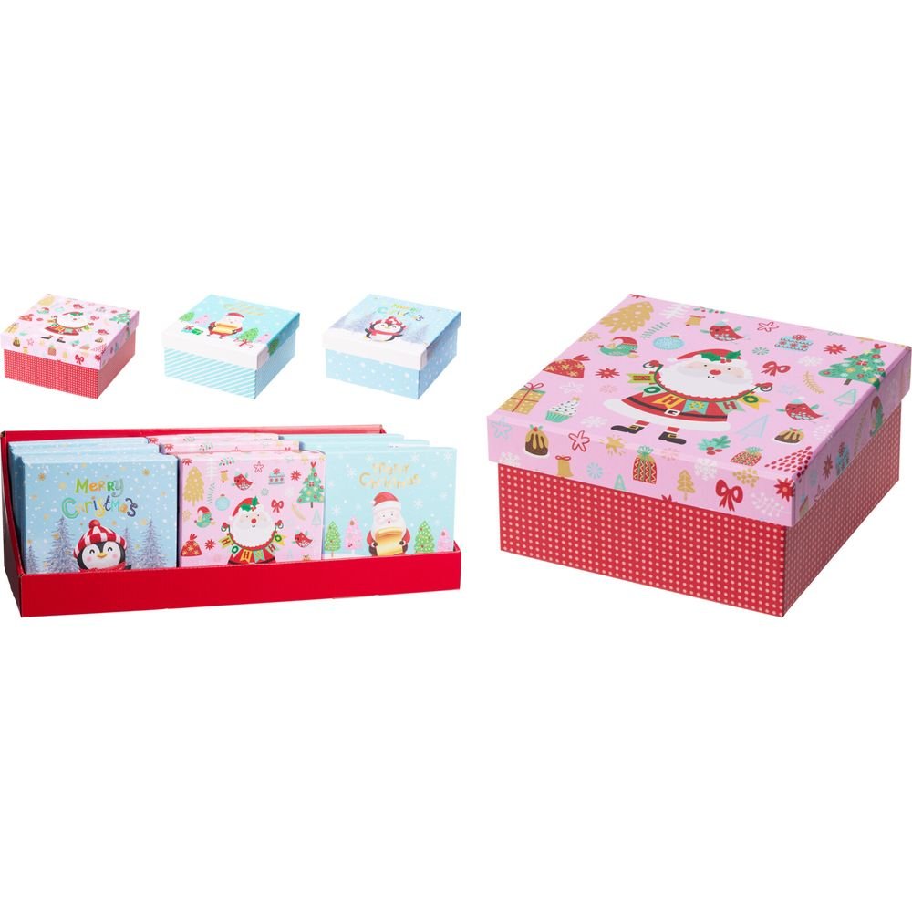 EXPOSITOR 9 CAJAS REGALO NAVIDEÑAS 14,5X14,5X7CM SURTIDAS | KOOPMAN CHRISTMAS | ENVASE 9 UDS. UNIDAD | 8721037633376 Imagen principal del producto