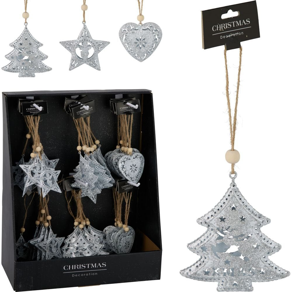 EXPOSITOR 72 ADORNOS COLGANTES PLATA 3 SURTIDOS | KOOPMAN CHRISTMAS | ENVASE 72 UDS. UNIDAD | 8721037643962 Imagen principal del producto