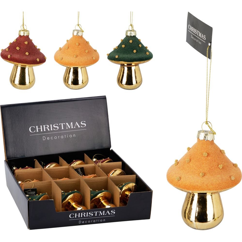EXPOSITOR 12 ADORNOS SETA COLGANTE VIDRIO 7X9CM SURTIDOS | KOOPMAN CHRISTMAS | ENVASE 12 UDS. UNIDAD | 8721037652384 Imagen principal del producto