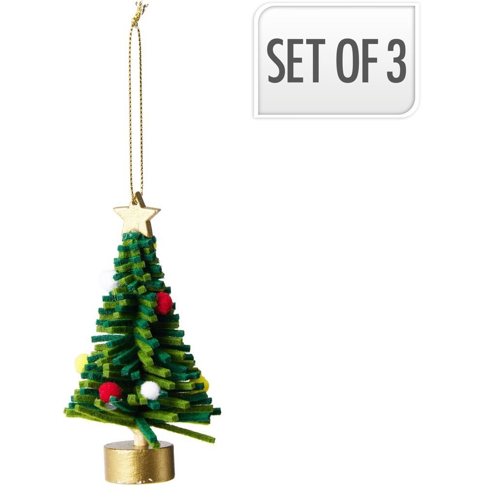 Set 3 Árboles Navidad Fieltro 10 cm Koopman Christmas Imagen principal del producto