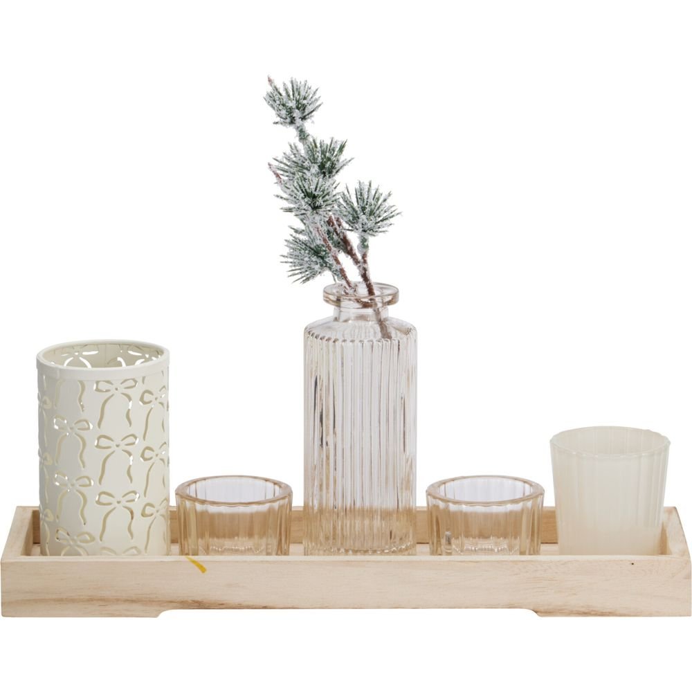 SET DECORATIVO 6 PIEZAS PORTAVELAS DE TE BANDEJA | KOOPMAN | 1 UNIDAD | 8721037694612