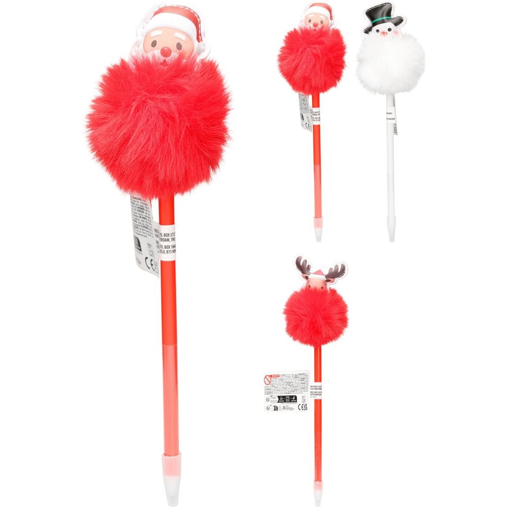 EXPOSITOR 12 BOLIGRAFOS POMPOM NAVIDAD 25CM SURTIDOS | KOOPMAN CHRISTMAS | 1 UNIDAD | 8721037738545