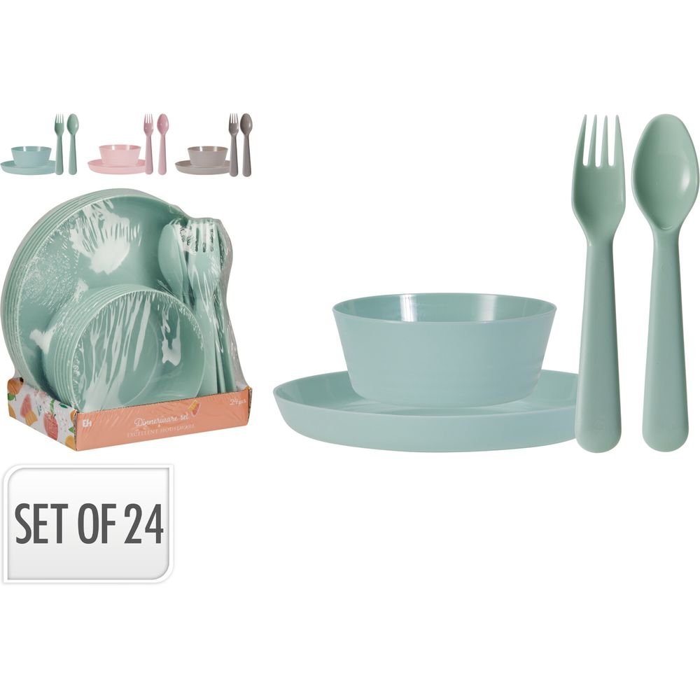 Set Completo Vajilla y Cubiertos Colores Surtidos Koopman