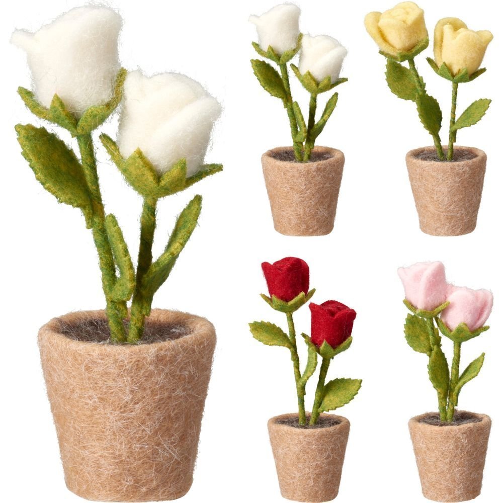 Rosas Decorativas Fieltro en Maceta 19 cm Colores Surtidos Koopman Imagen principal del producto