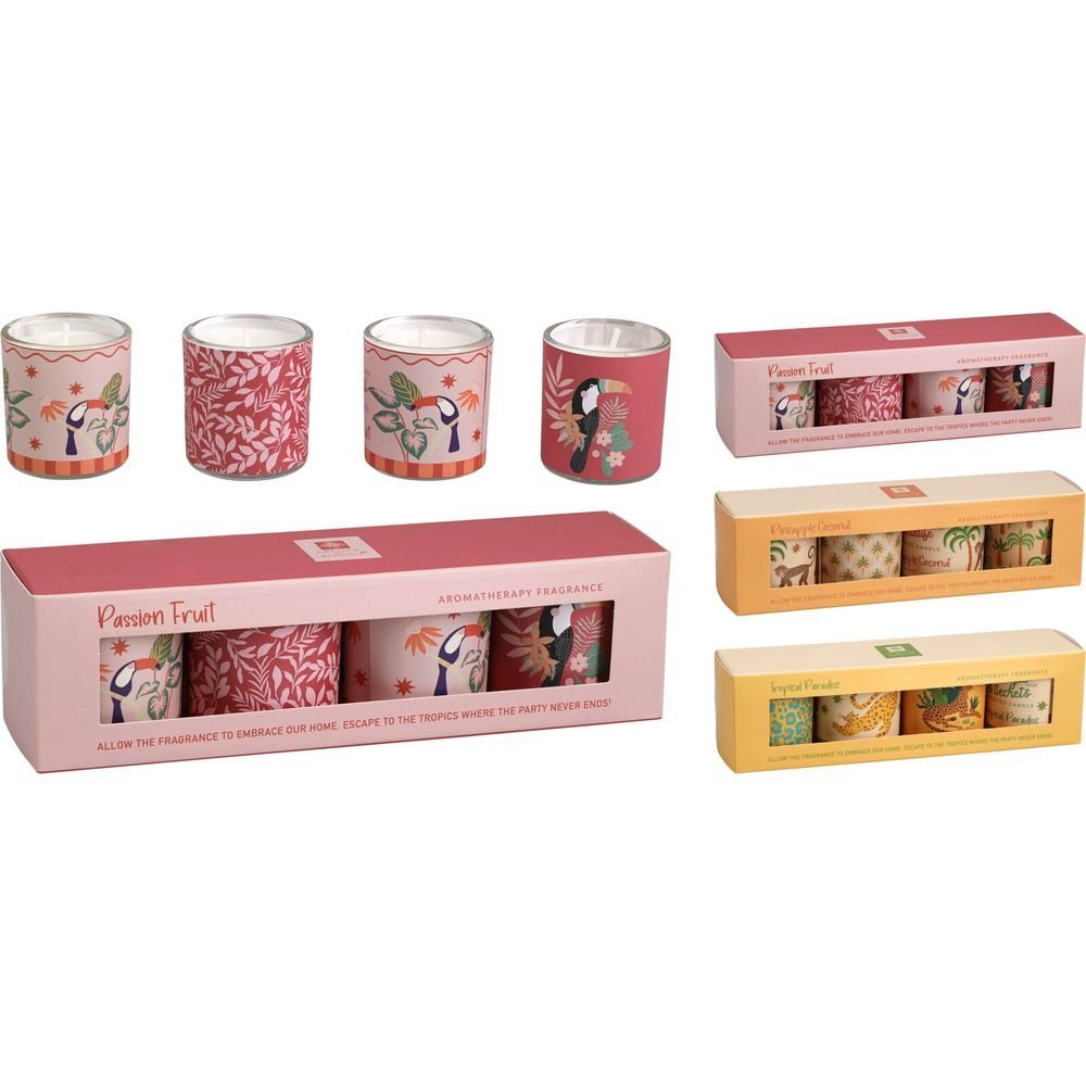 Set 4 Velas Perfumadas Decorativas Vasito Vidrio Surtidas Koopman Imagen principal del producto