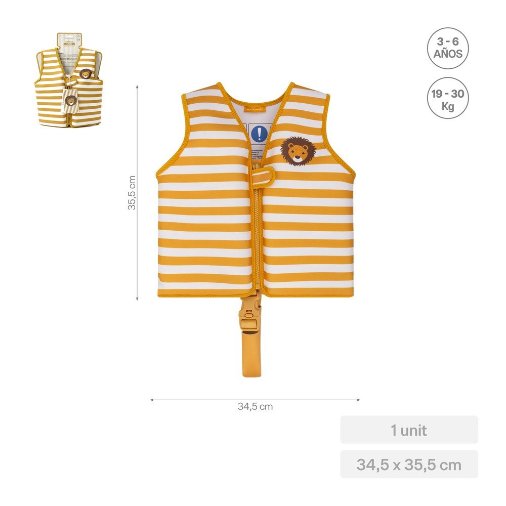 Chaleco Natación Naranja y Blanco Lion HINCHABLES SARAO para niños 3-6 años Imagen principal del producto