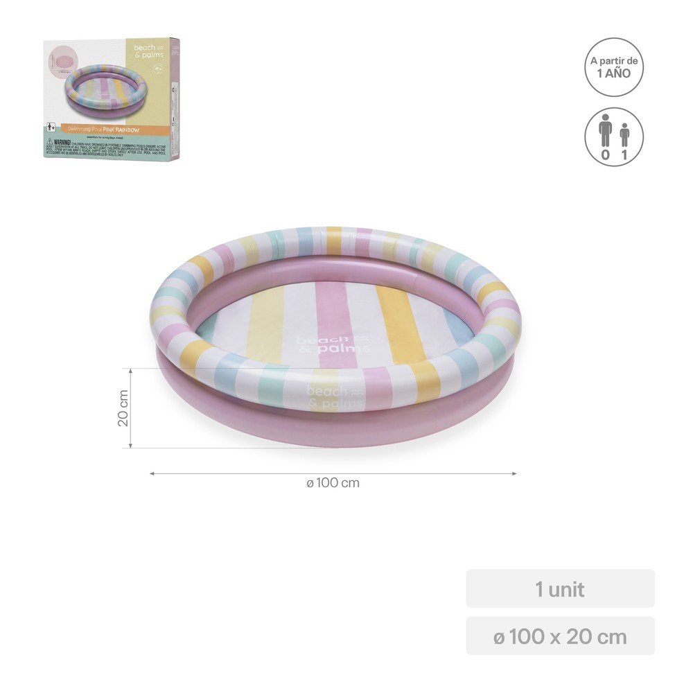 Piscina Infantil Rosa Pastel Arcoiris HINCHABLES SARAO