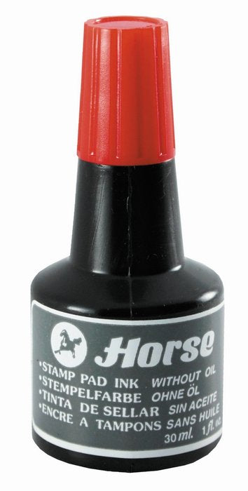FRASCO TINTA TAMPON SELLAR HORSE 30ML ROJA | 12 UNIDADES | (POESSA)