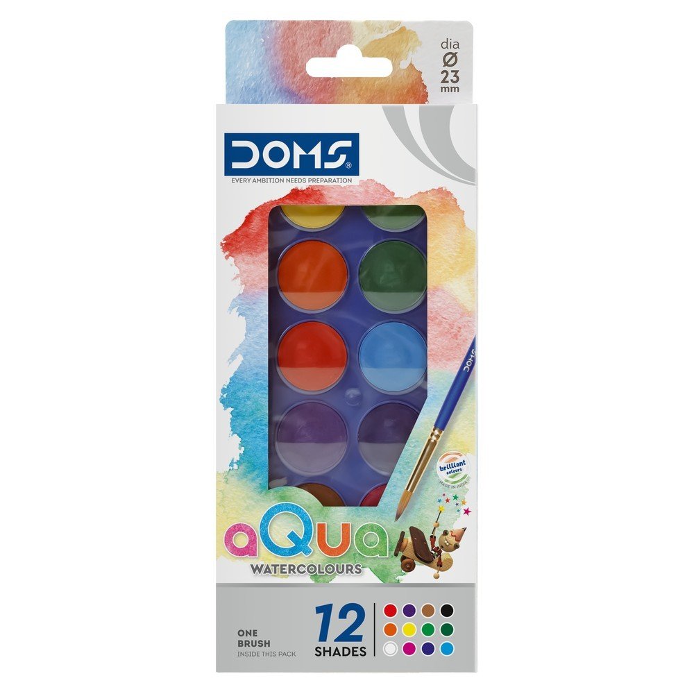 Acuarelas Doms Pastilla 23 mm 12 Colores