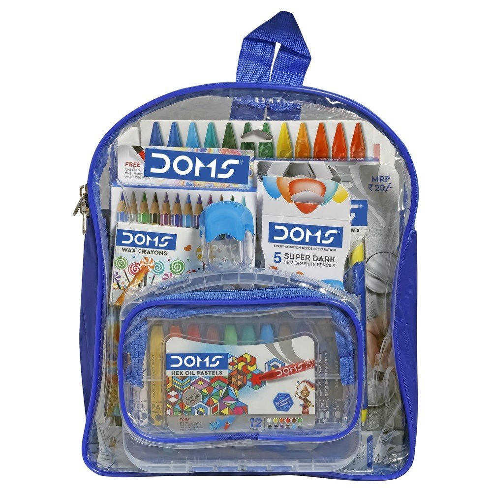 Set escolar Doms Smart Kit mochila transparente marca DOMS