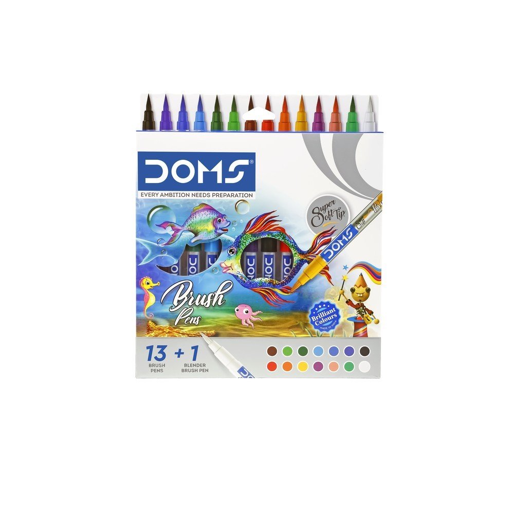 Rotulador Doms punta pincel 14 colores, pack 5 uds