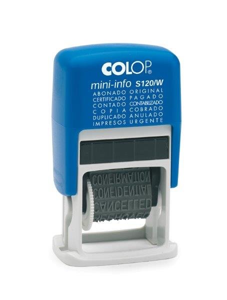 Mini Sello Formulario 4 mm Modelo S 120/w Azul Negro COLOP España Imagen principal del producto
