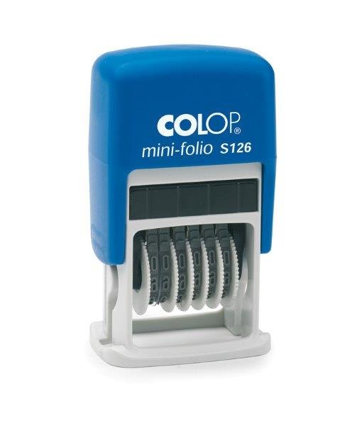 Mini Sello Numerador 4MM Modelo S 126 Azul 6 Bandas Negra COLOP España Imagen principal del producto