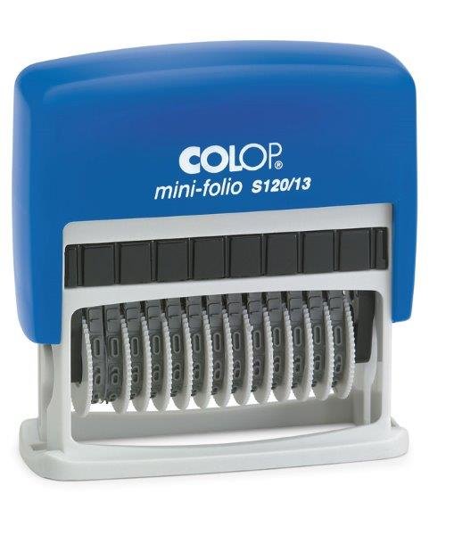 Mini Sello Numerador 4 mm Modelo S 120/13 Bandas Azul Marca Colop España