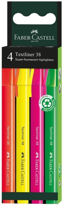Marcadores fluorescentes Faber-Castell 4 colores