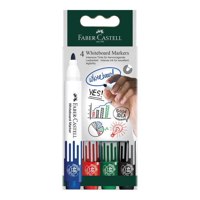 Blister 4 Marcadores Pizarra Blanca Colores Surtidos Faber Castell