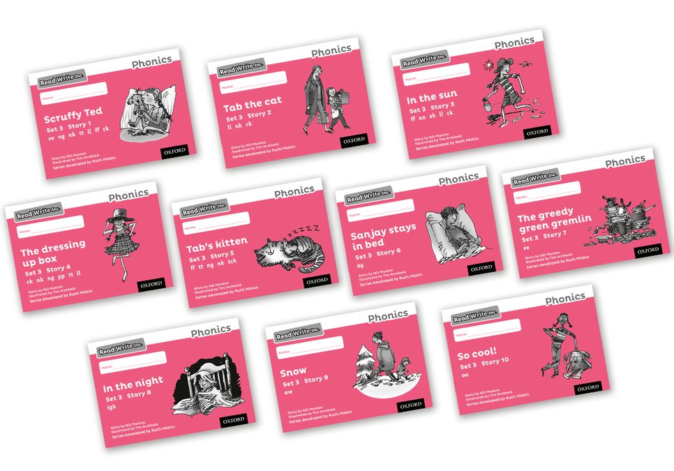 Read Write Inc - Phonics Set 3 Pink Story Books - Black and White Pack ...