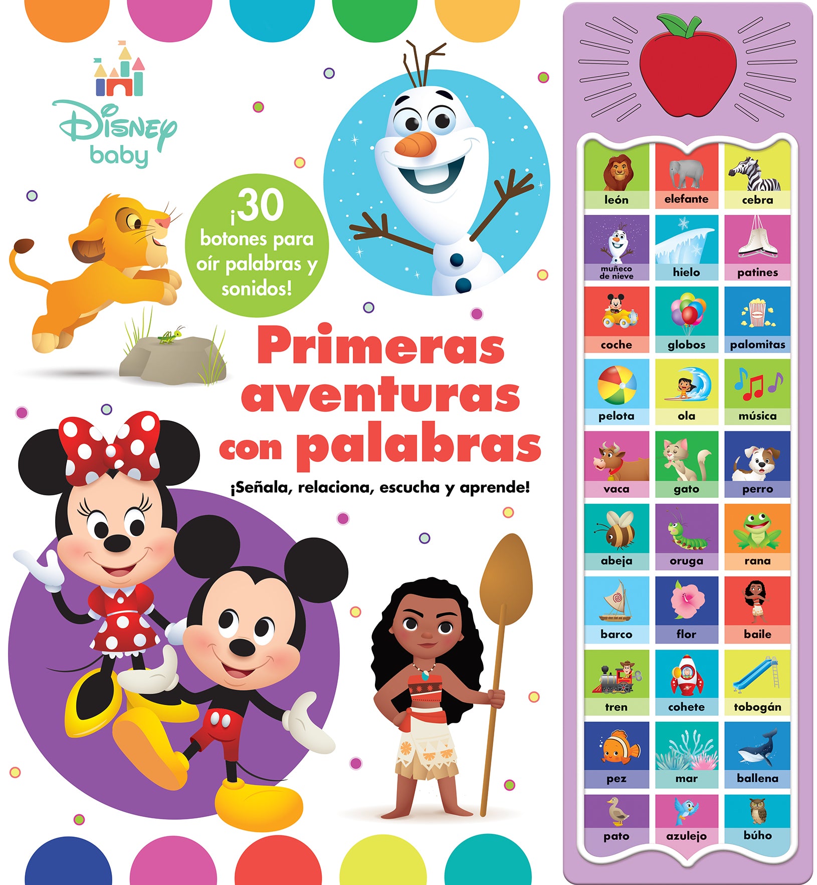 PRIMERAS AVENTURAS CON PALABRAS. DISNEY BABY. 30 BOTONES CON VOZ Y SONIDOS: 30 BOTONES CON VOZ Y SONIDO Imagen principal del producto